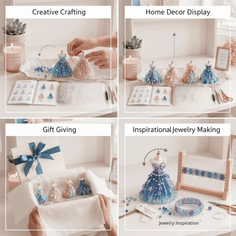 3D Design Beaded Dress Kit Tiny Beads Dress Shape Bead Weaving Kit Creative Craft Cute Design DIY Bead Craft Kit Gift Giving