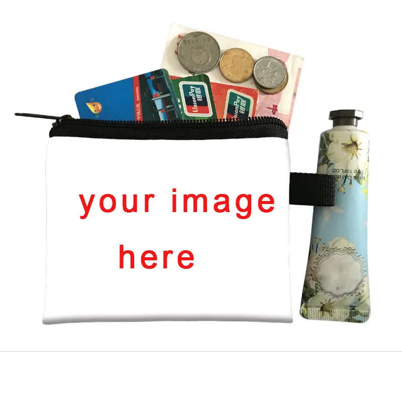 DIY Customize Your Image /Logo / Name Coin Purse Ladies Card Bag Boys Girls Wallet Portable Headset Mini Lipstick Bags Money Bag