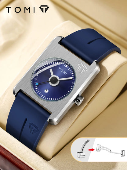 TOMI Men's Fashion Watches Quartz Watches Square Small Dial Wrist Watches Magnetic Buckle Watches Simple Leisure Watches
