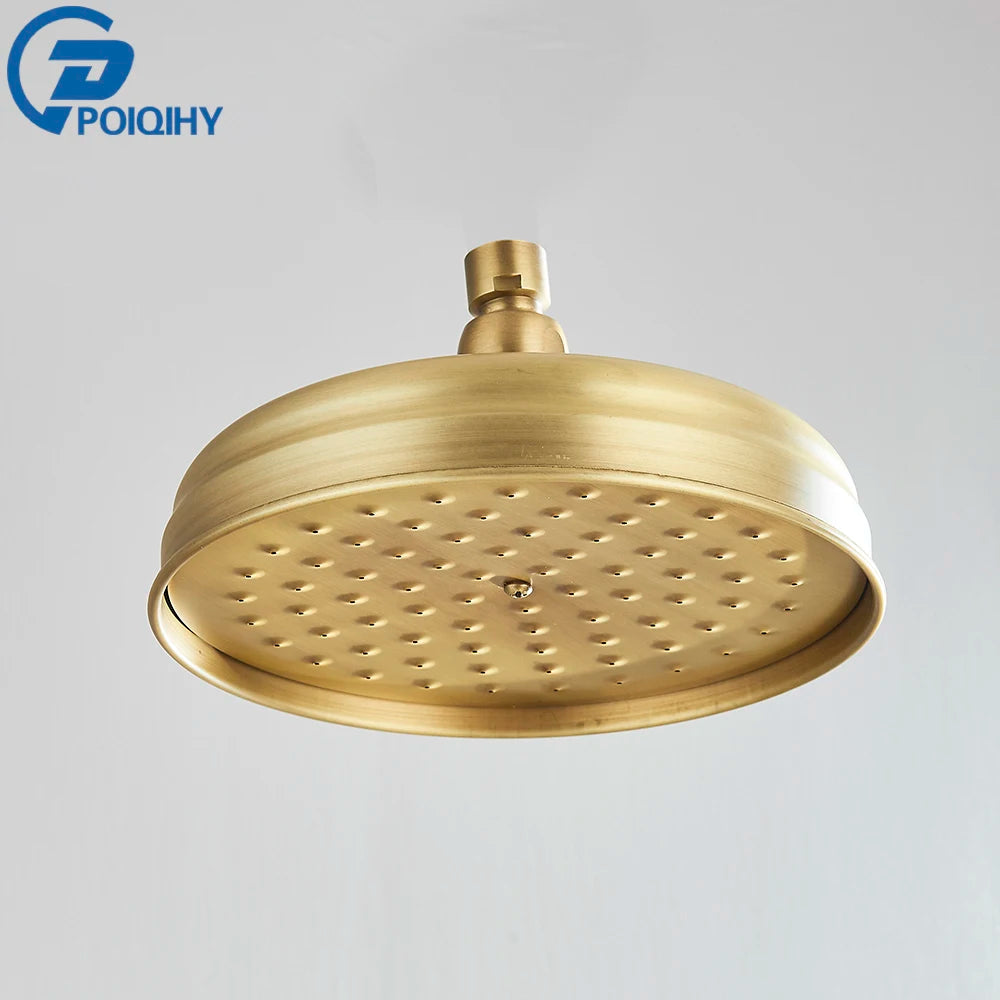 POIQIHY Brass Golden Rainfall Shower Head Shower Faucet Head Bathroom Replace Rain Showerhead Antique Brass Showerhead Accessory