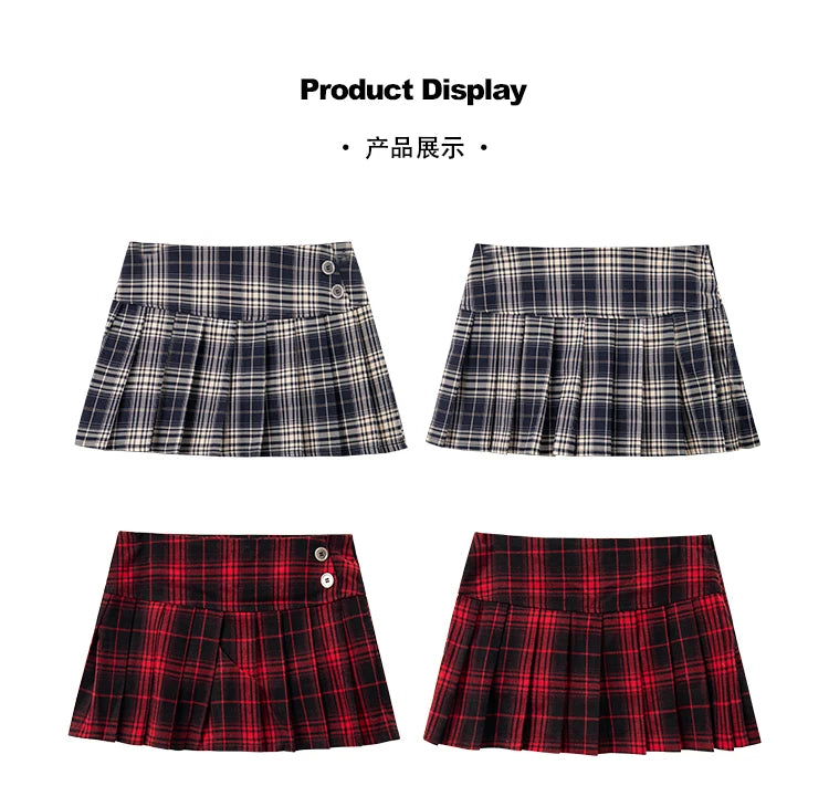 Summer Clothes Mini Skirts Woman Korean Fashion Short Skirts Women Low Rise Y2k Skirts Pleated Red Plaid Skirts Luxury Designer
