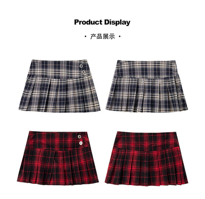 Summer Clothes Mini Skirts Woman Korean Fashion Short Skirts Women Low Rise Y2k Skirts Pleated Red Plaid Skirts Luxury Designer