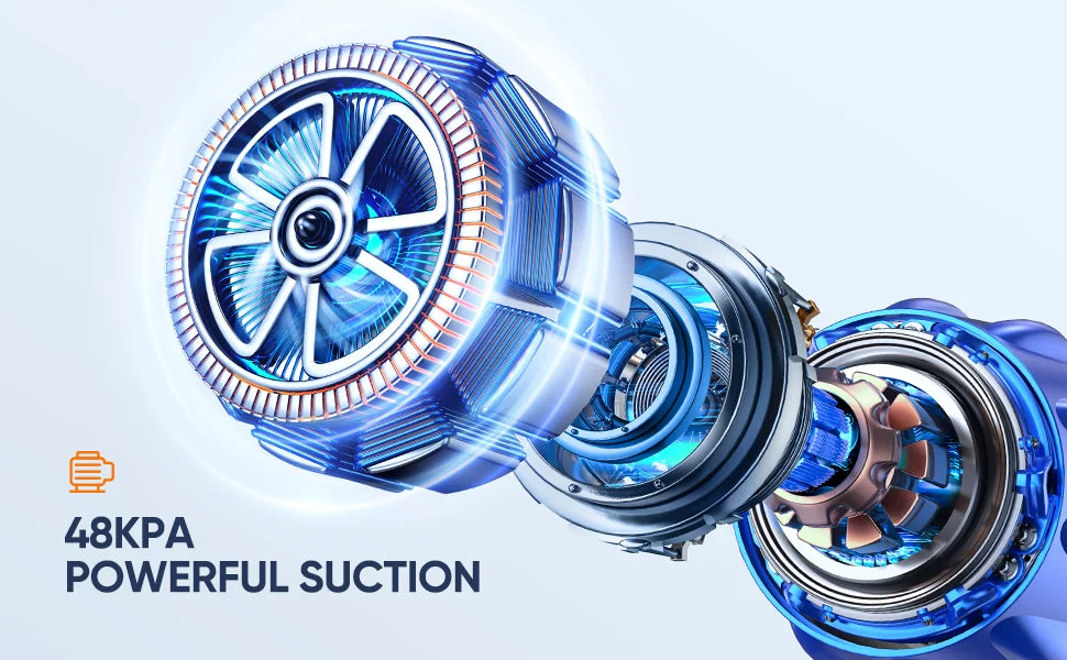 BUTURE 500W 48KPA Handheld Wireless Cordless Cleaner Vacuum Up to 55 Mins Runtime Anti-Winding Brush and 1.5L Large Dust Cup