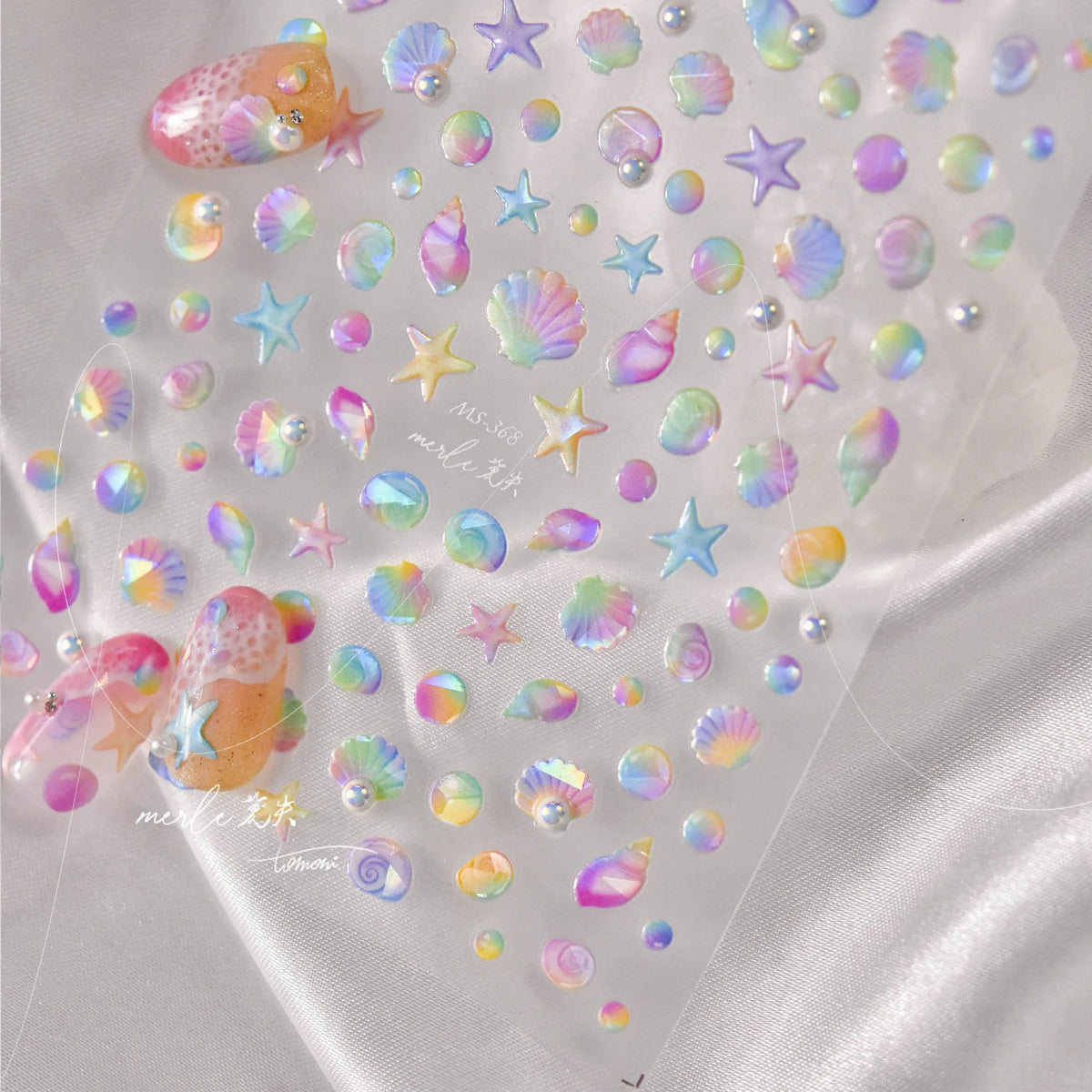 Shiny Blowing Bubble Nail Decorations Stickers 5D Shell Light Love Cat Bubble Transfer Slider Sticker DIY Summer Manicure Decals