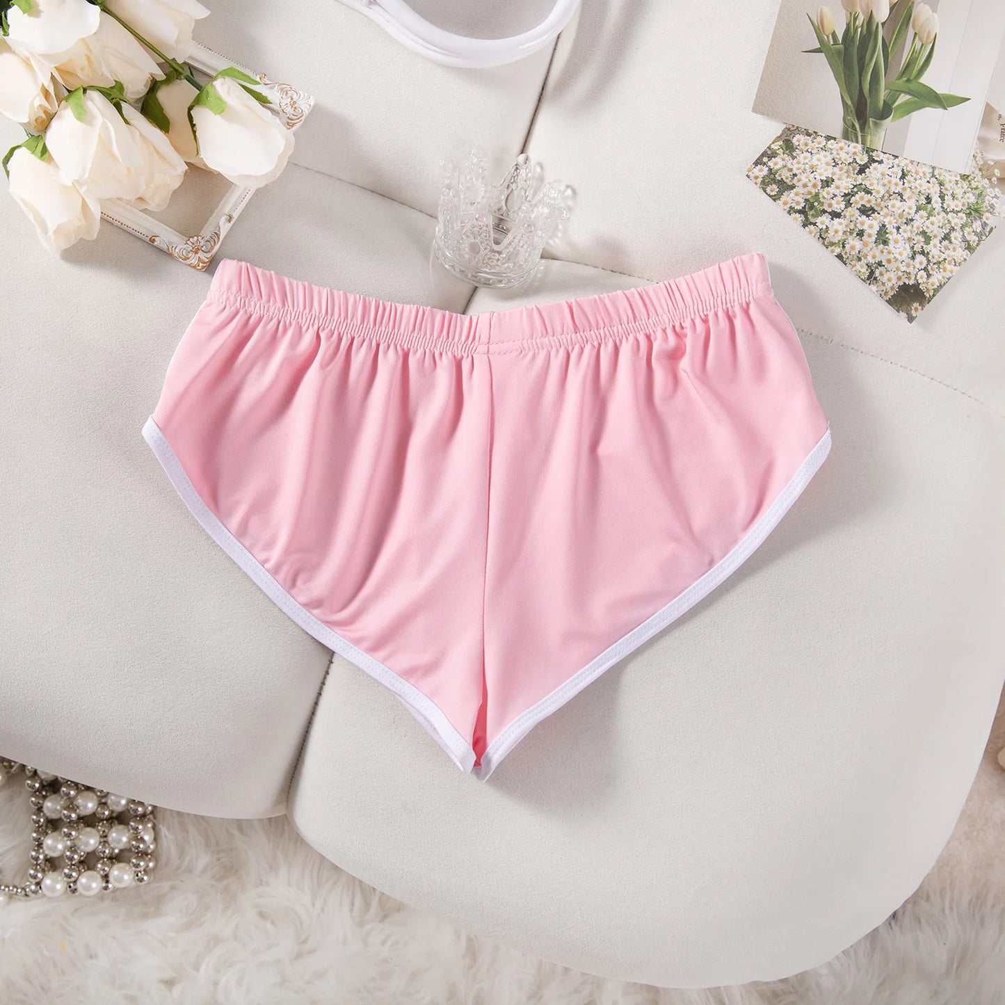 Sexy Running Elastic Sport Shorts Men's Summer Shorts Hot Pants Bar Nine Points Slim Fit Cotton Milk Silk Men's Fashion