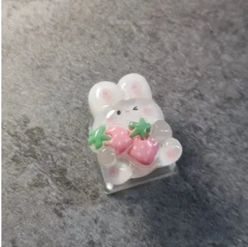 Cute Cartoon Transparent Strawberry Rabbit Keycap DIY Handmade Personalized Mechanical Keyboard Dedicated PBT Keycap