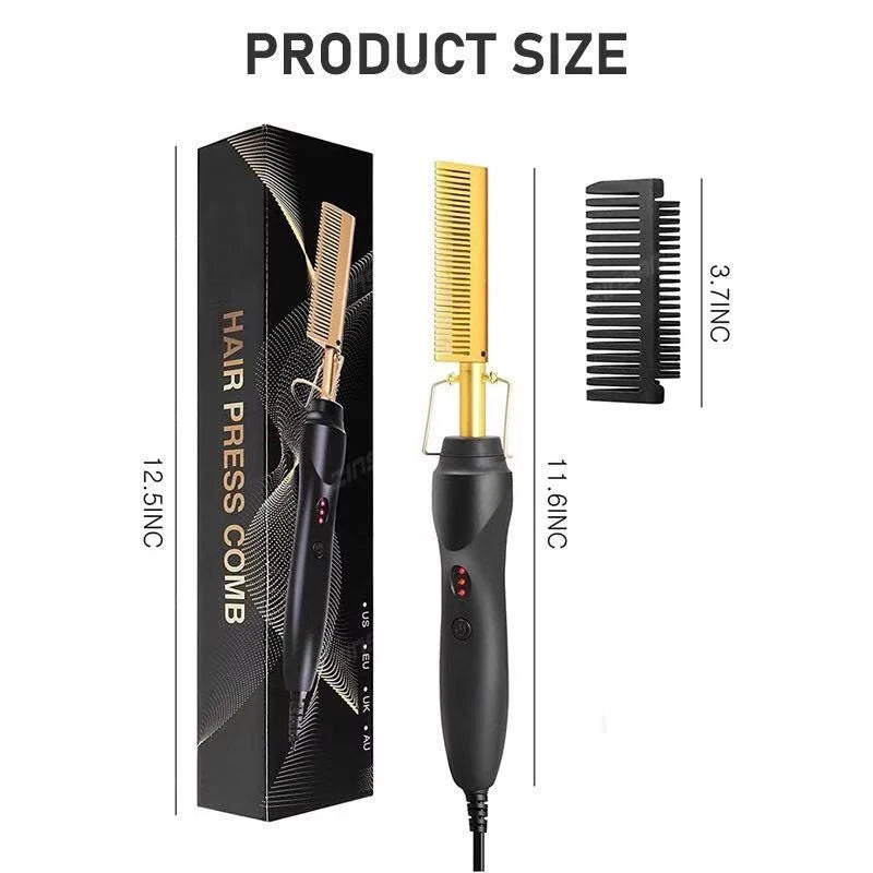 Hot Selling 2-In-1 Straight Hair Comb Portable Fast Heating Copper Straight Hair Comb Salon Professional Styling Tool