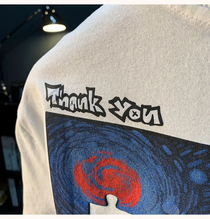 Fashionable men's T-shirt trend abstract artistic print summer loose combed cotton comfortable short sleeved top