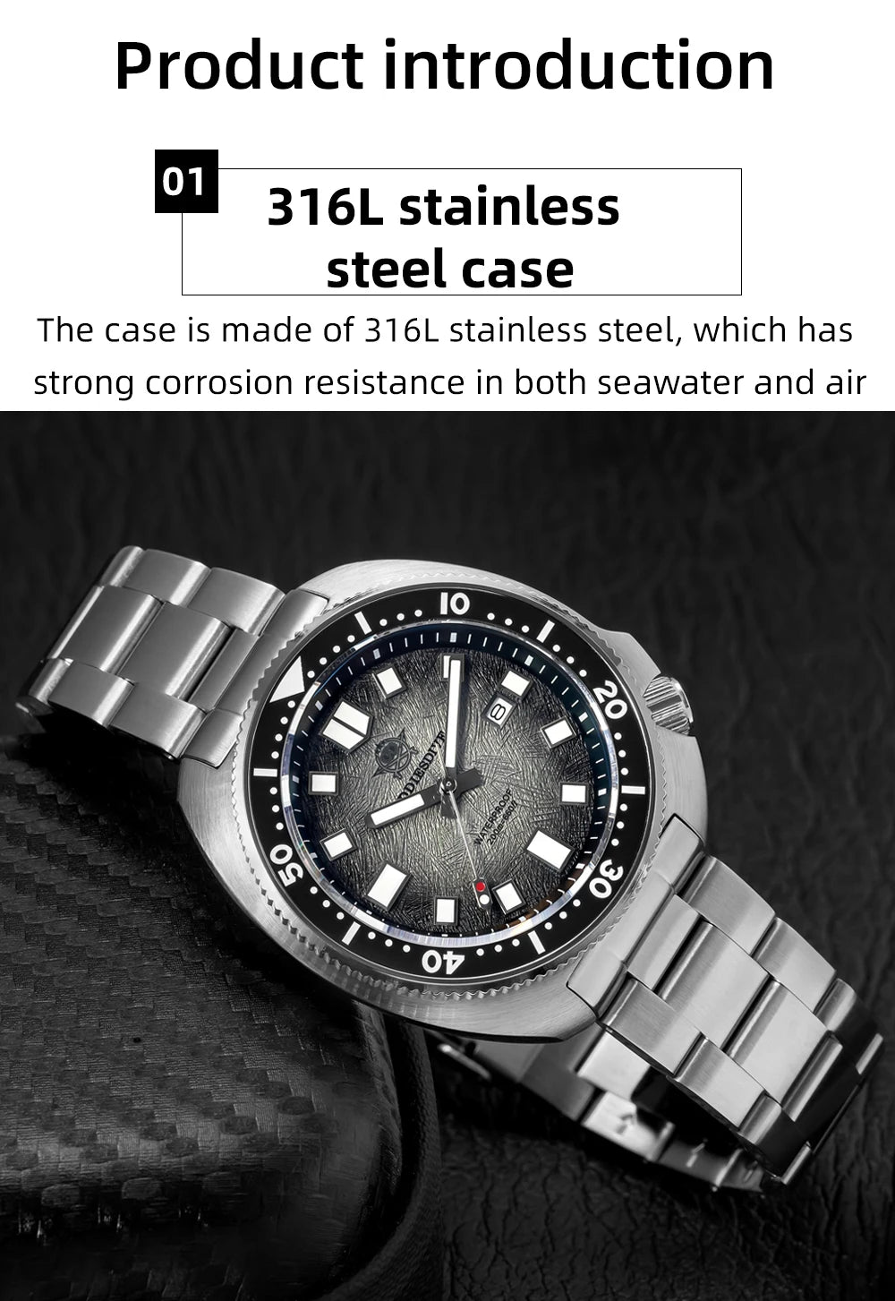 ADDIESDIVE Men Watch Sapphire Glass AR Coated Quartz Watches Luminous 200m Waterproof Turtle Diver Watch Reloj Hombre AD2511
