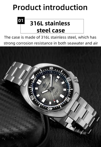 ADDIESDIVE Men Watch Sapphire Glass AR Coated Quartz Watches Luminous 200m Waterproof Turtle Diver Watch Reloj Hombre AD2511