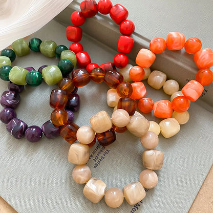Acrylic Irregular Square Round Beaded Bracelet for Women European and American Simple Bracelet Korean Fashion Hand Accessories