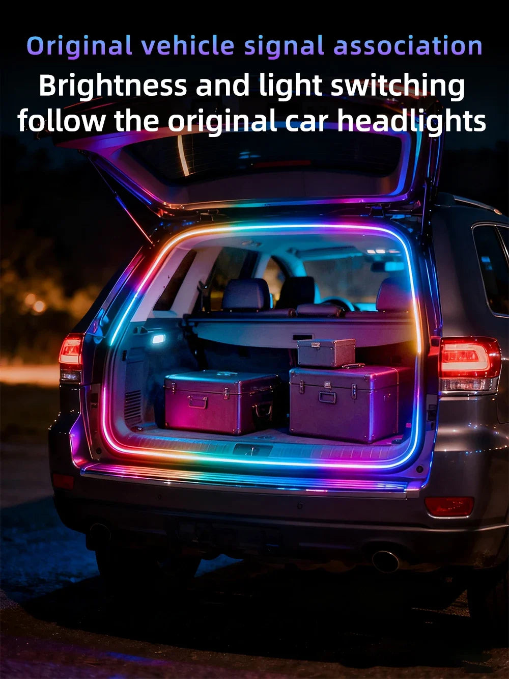 New car universal trunk and trunk lights with colorful lighting APP control LED ambient light RGB decorative light