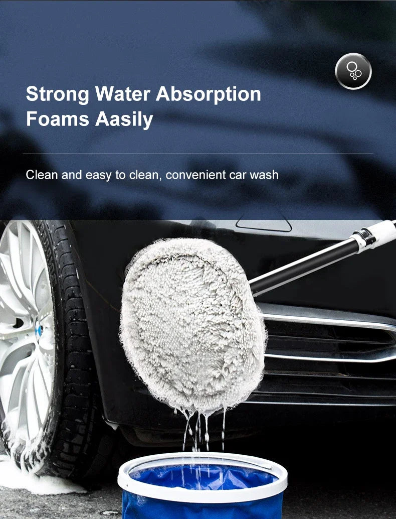 LEIBOO Car Wash Mop Cleaning Brush Telescoping Long Handle Cleaning Mop Retractable Bent Bar Car Wash Brush Auto Accessories Car Cleaning Tools