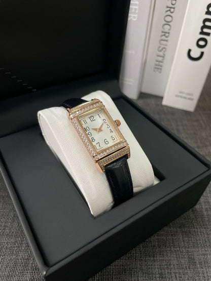 2025 Hot Sale Retro Niche Temperament Slide Design Leather Quartz Square Exquisite and Versatile Digital Watch 21mm