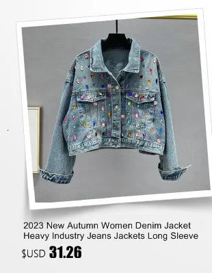 Denim Jacket Women's Spring Autumn New High Street Jeans Coat Oversize Loose Basic Jackets Simple Versatile Lapel Outerwear
