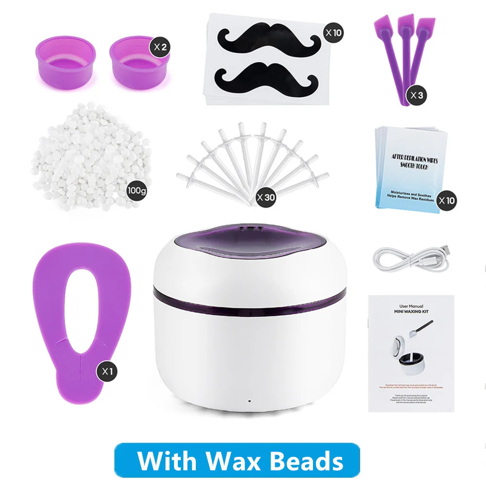 40g Mini Silicone Bowl Wax Heater Waxing Kit Hair Removal Wax-melt Machine Wax Bean Depilatory Wax Warmer Wax Heating Pot Melter
