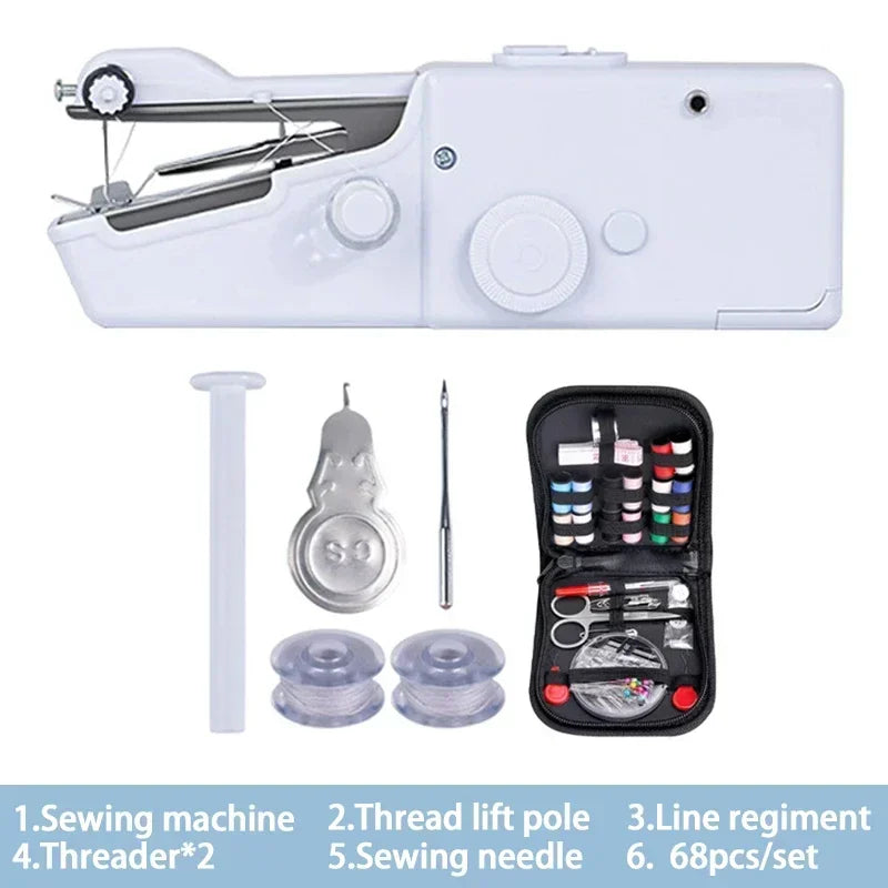 Portable Handheld Electric Sewing Machine Mini Quick Stitch Home Clothes Repair DIY Fabric Sewing Tool for Clothing Crafts