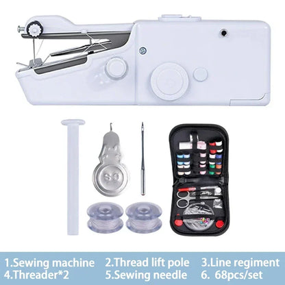 Portable Handheld Electric Sewing Machine Mini Quick Stitch Home Clothes Repair DIY Fabric Sewing Tool for Clothing Crafts