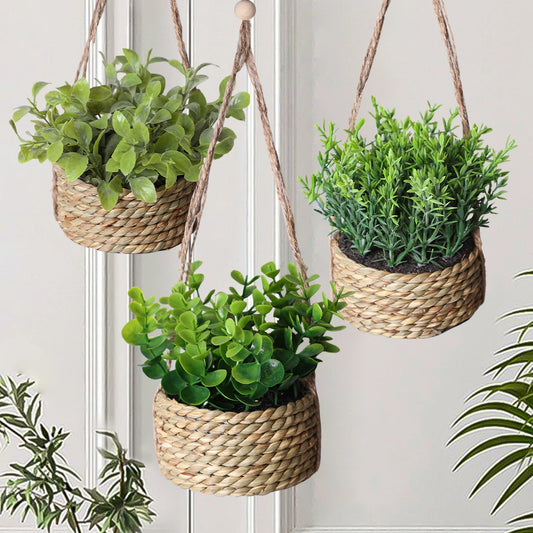 XIYA FLOWER Green Artificial Plants Eucalyptus Grass Woven Rosemary Potted Plants Grass Mound 40cm PE Material Home Decoration