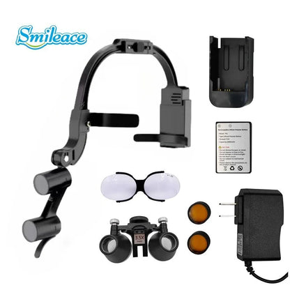 2.5X 3.5X Binocular Dental Loupe Magnification Headlamp with Single Battery Surgical LED Headlight for Dentist Medical Lamp