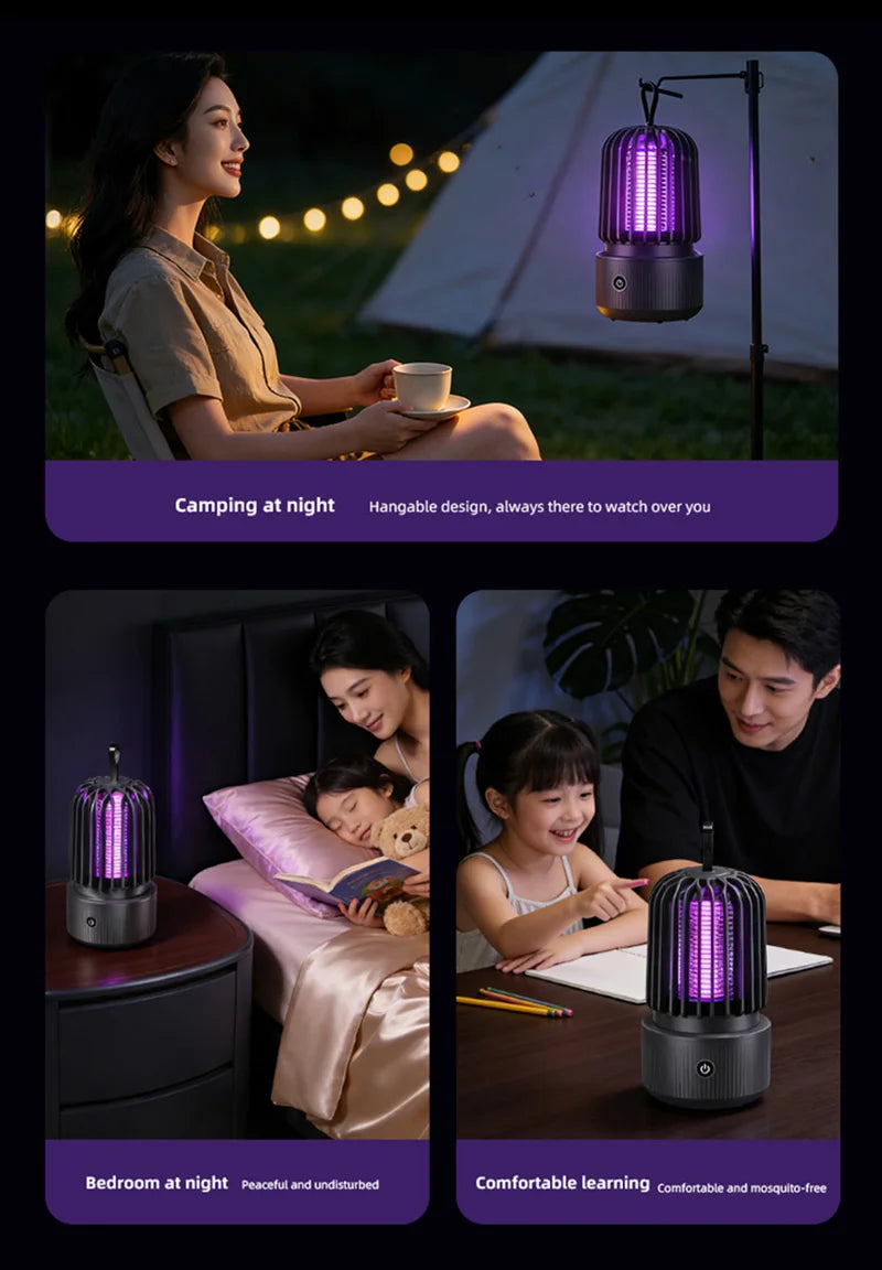 Lenovo Mosquito Killer Lamp Blue UV Light Attract Electric Shock 2-in-1 Bug Zapper 1200mAh Rechargeable For Patio Travel New