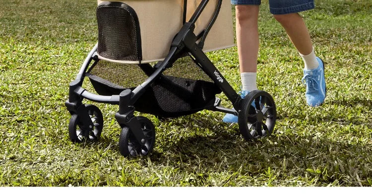 Foldable Pet Stroller Smooth Shockproof Stable Breathable Washable Outdoor Travel Cart for Dogs Cats