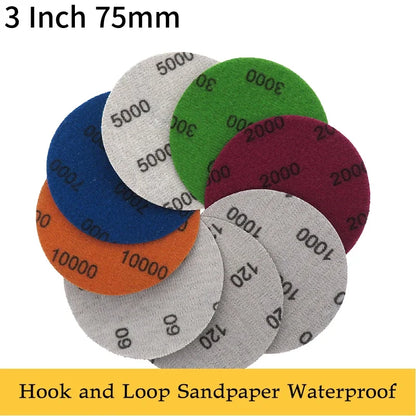 3 Inch Wet Dry Sanding Paper 75MM 320-10000 Grit Hook and Loop Sandpaper 20/50/100 Pcs Electrostatic Planting Silicon Carbide