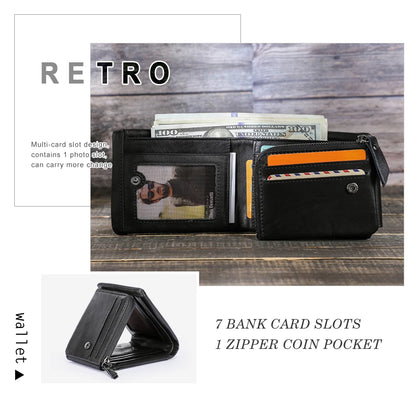 CONTACT'S Genuine Leather Short Wallets for Men Trifold Card Holder Money Clip Coin Purse Male Pocket Wallets Men's Purse Bags