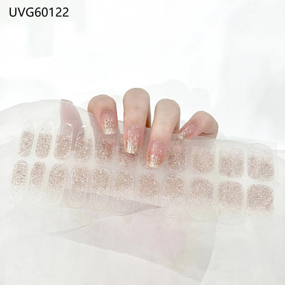 20/22Tips UV Semi cured Gel Nail Stickers Waterproof Long Lasting Full Gel Nail Wraps Press On Nail Decal DIY Manicure