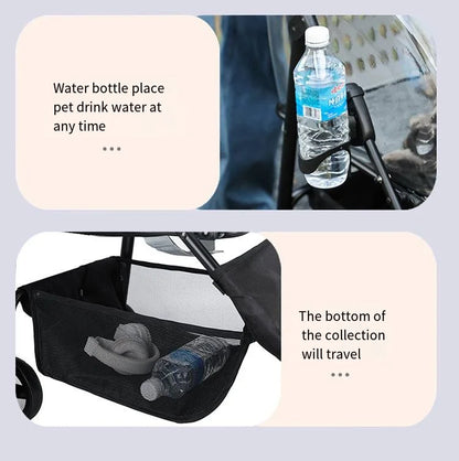 2026 New Pet Stroller 4-Wheel Foldable Jogger for Small Medium Dogs Cats, Lightweight Travel Carrier with Detachable Basket