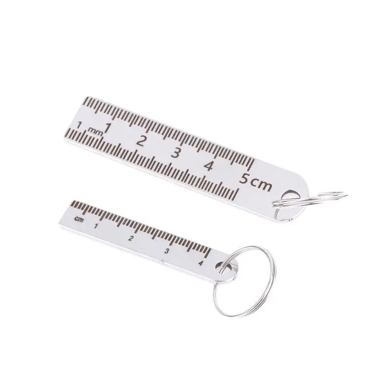♥Mini Stainless Steel Ruler Keychain | 1-5cm Portable Measuring Tool Key Rings (Anti-loss Measuring Ruler)