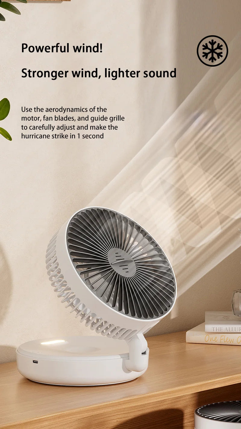 Lenovo 5000mAh 3IN1 Rechargeable Multifunctional Portable Fan Wall Mounted Fan 90° Folding Fan 4 Gears With Warm Night Light