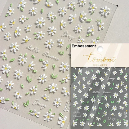 5D Pink White Black Bowknot Ribbon Pearl Sweet Bow Nail Sticker Adhesive Nail Art Decoration Parts Stickers Manicure Decals