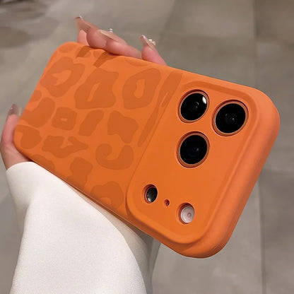 Leopard Pattern Liquid Silicone Case for iPhone 17 16 Pro Max Air 14 15 Plus 12 Camera Control Button Soft Shockproof Cover