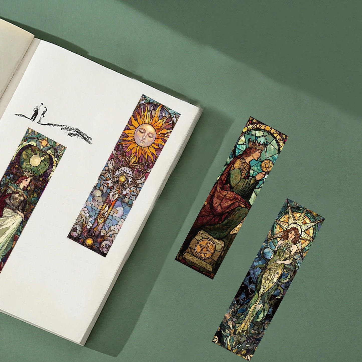 30pcs Stained Glass Tarot Bookmarks Unique Design Simple Creative Artistic Style Exquisite Craftsmanship Convenient Sticky Note