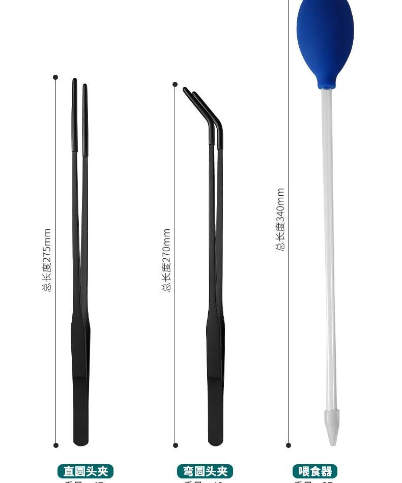 Stainless Steel Reptile Feeding Tongs With Rubber Tips Aquarium Aquarium Straight And Curved Tweezers Pet Feeding Accessories