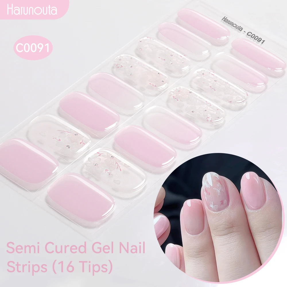 Gradient Auroras Semi Cured Gel Nail Strips Sparkly Shinning DIY Gel Polish Stickers for Nails Works with UV/LED Nail Lamps
