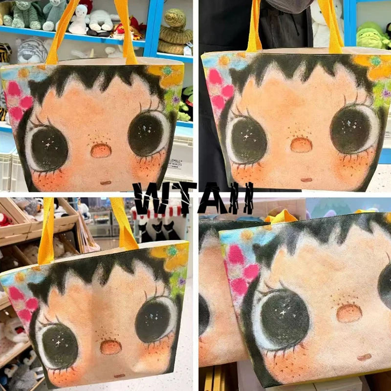 Brand Portrait Print Tote Bag Large Capacity Top-handle Shopper Bag Fashion Pvc Kraft Paper Shoulderbag Waterproof Pouch Storage