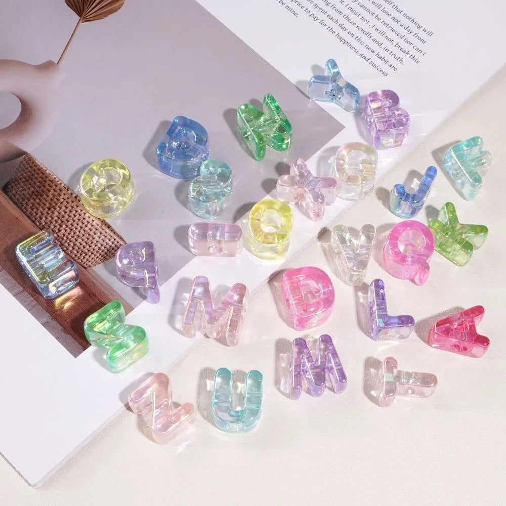 10pcs New Acrylic Iridescent Beads DIY Keychain Mixed Color Letter Beads Bag Charm Phone Chain Jewelry Making Beads Gifts Giving