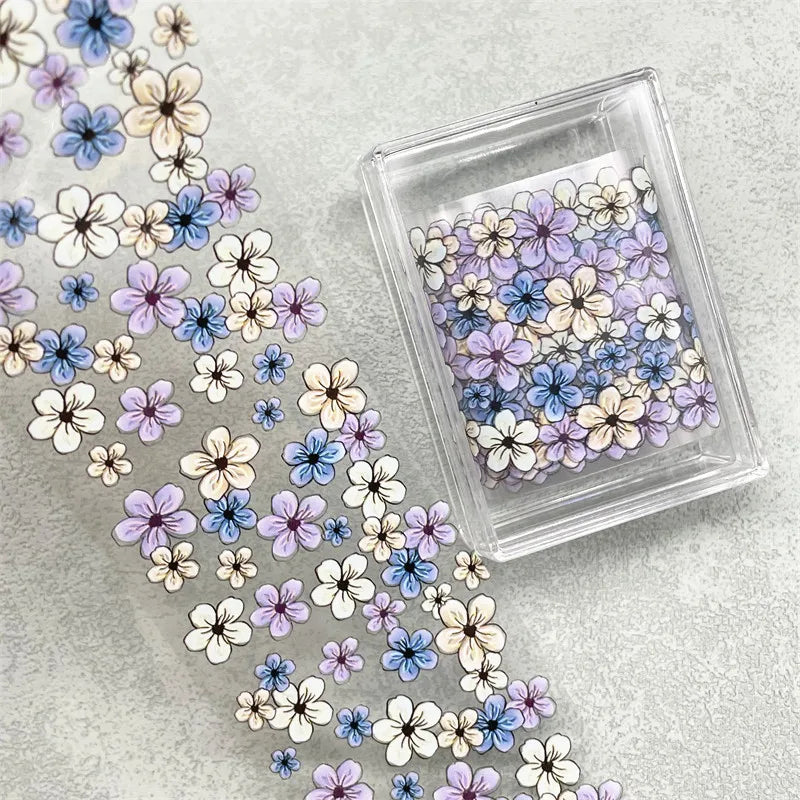 1Pc 100cm Flower Nail Foils for Transfer Paper Floral Stickers Rose Nails Wraps Tulip Nail Art Decorations