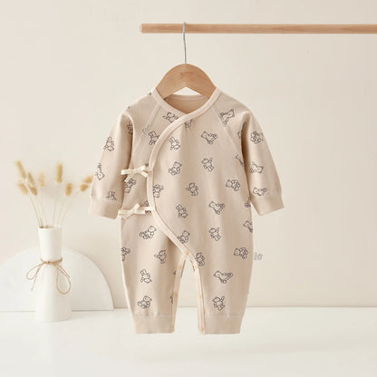 AYNIGIELL Spring Autumn 0-6 Months Baby Jumpsuit Cartoon Pattern Male and Female Infants 100%Cotton Rompers Infant Clothing