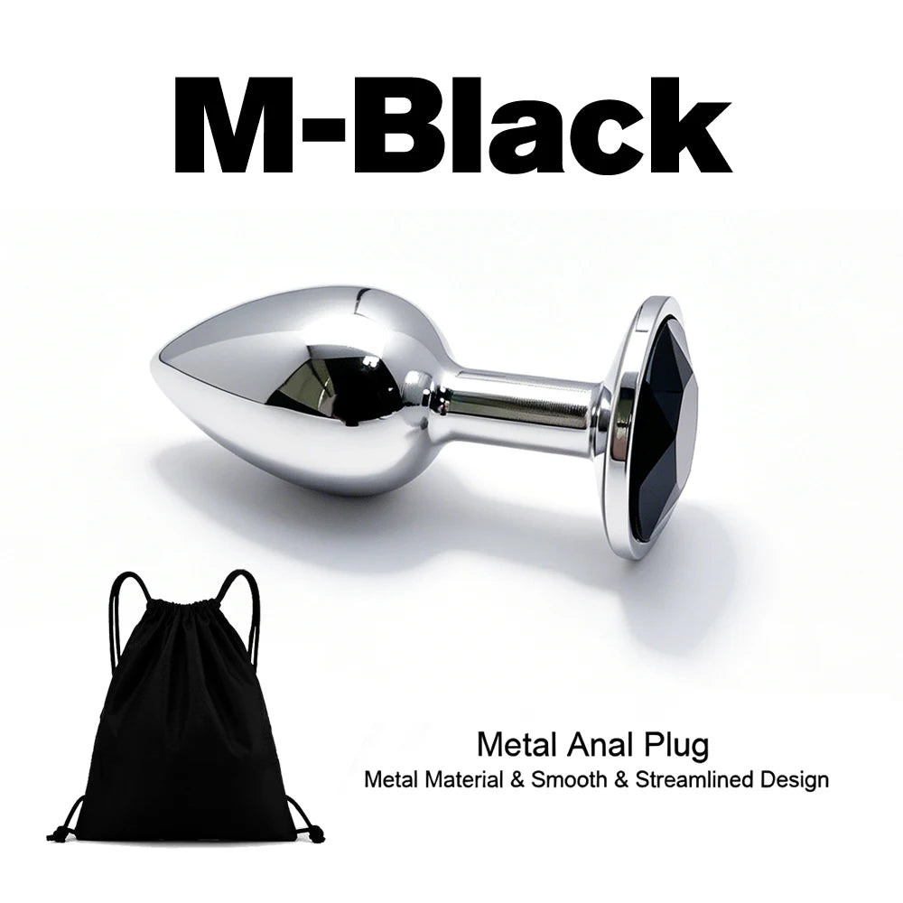 5 Size Black Butt Plug Metal Anal Plug Jewelry Base Beginner to Expert G-Point Massage Dildos Adult Women Toys Adult Men Toys