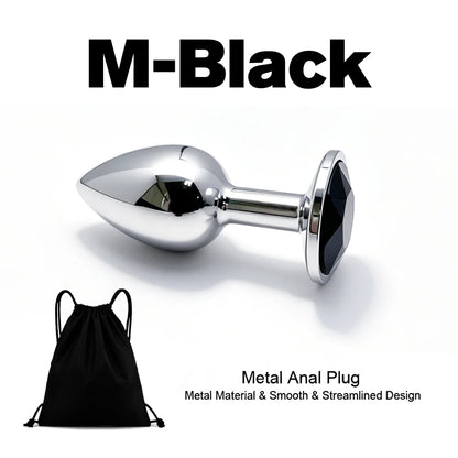 5 Size Black Butt Plug Metal Anal Plug Jewelry Base Beginner to Expert G-Point Massage Dildos Adult Women Toys Adult Men Toys