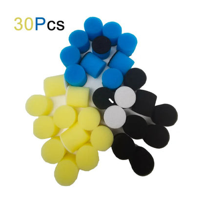 1 Inch Mini Sponge Buffing Polishing Pad Kit 30 Pcs Various Colors for Automotive Hub Polisher Attachment Detailing Sealing Wax
