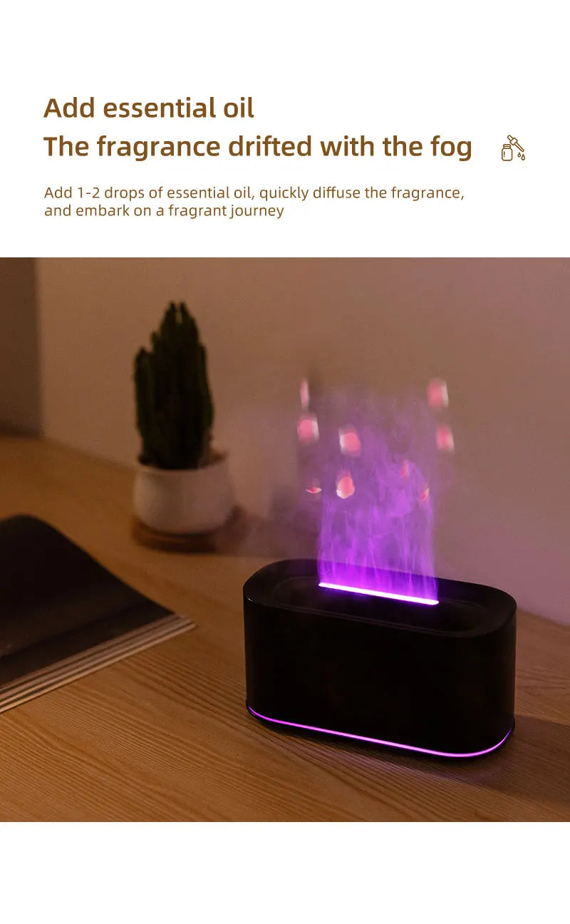Mini Aroma Diffuser Aromatherapy Realistic Flame Lights Colorful RGB Air Humidifier Desktop USB Sprayer/Essential Oil Set