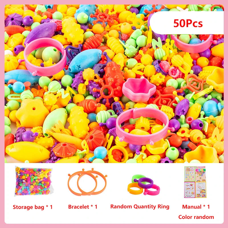 DIY Pop Beads Girl Toy Creativity PopArty Beads Snap-Together for Kid Crafts Children Bracelet Jewelry Fashion Kit Toy for Girl