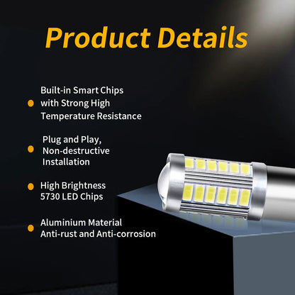2pcs PY21W P21 5W 1156 Ba15s 1157 Bay15d 33 SMD Led Car Flash Brake Bulbs Lights Reverse Parking Lamps
