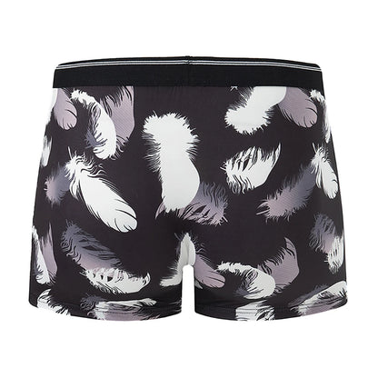 4-piece Set Of Men's Seasonal Fashionable Printed Underwear Comfortable Elastic Waist Flat Angle Pants Plus Size Casual Shorts