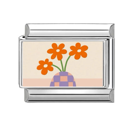 2025 Women's Fashion Colorful Flowers Oil Painting Style Series Italian Charms Fit 9mm Stainless Steel Bracelet DIY Jewelry Gift
