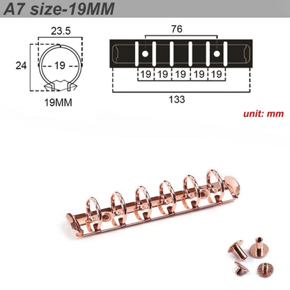 Metal Spiral Rings Binder Clip With 2 Pairs of Screw For Diary Notebook Planner A7 Binder Clip File Folder